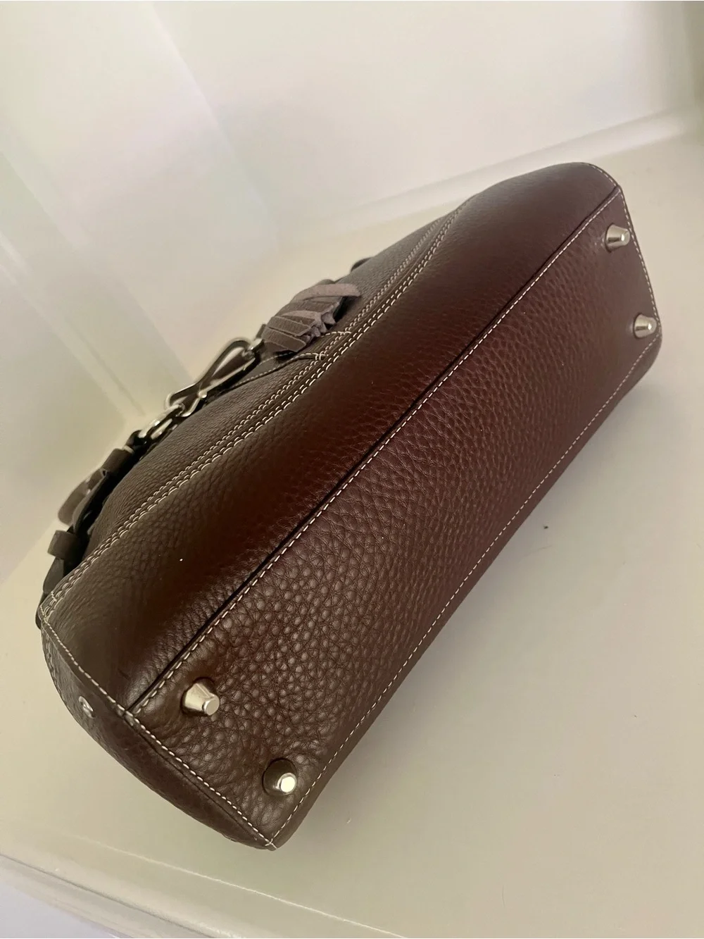 Coach Chocolate Brown  Leather Satchel with Silver Hardware
